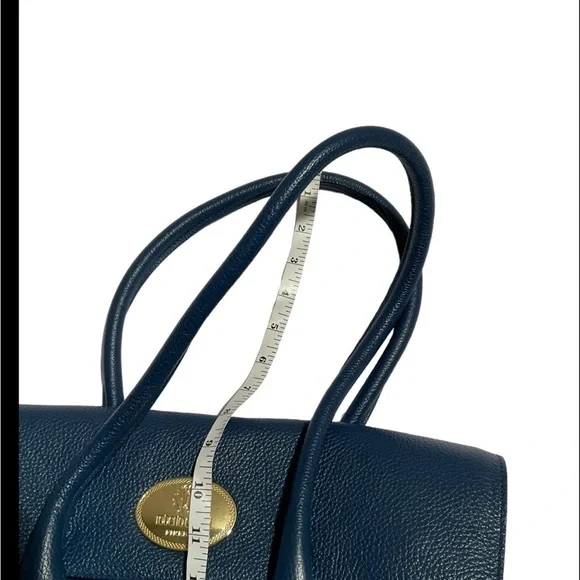 Roberto Cavalli Women’s Double Leather Handle Pebbled Blue Handbag - Picture 12 of 16